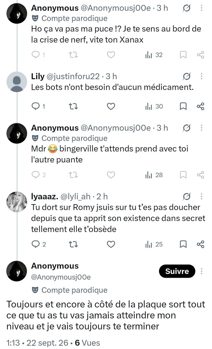 justinforu22's tweet photo. J'espère que nous n'atteindrons jamais ton niveau. J'en ai assez du nivellement par le bas. Tes insultes permanentes reflètent ton manque d'intelligence lorsque tu te trouves à court d'arguments (même si tu n'innoves pas en la matière).
@Anonymousj00e https://t.co/qP1RBgDC7m