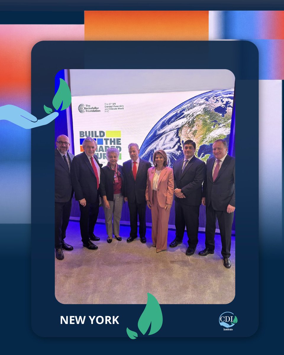 CDI_institute's tweet photo. Día 1 en #UNGA 
@CarlosAlvQ  participó en el Llamado a la Acción por una Cooperación Internacional Renovada, impulsado por la @RockefellerFdn y el ex primer ministro Británico, Gordon Brown. Los desafíos no conocen fronteras. La cooperación tampoco debería.
@UN @ClubdeMadrid https://t.co/ryh99ZfVkr
