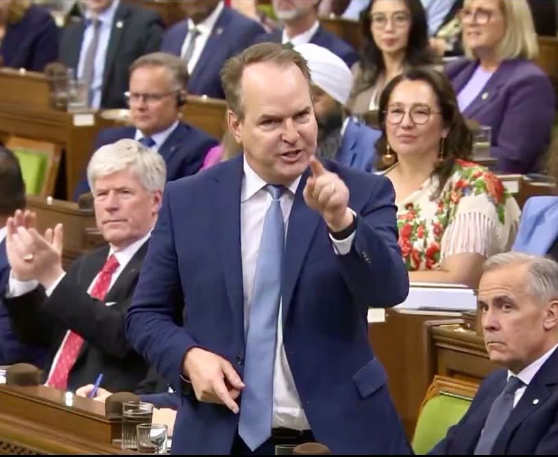 Victoria59L's tweet photo. A Conservative MP asked a basic question in Question Period today: how much will the Liberal government’s counter tariffs cost Canadian families?

Liberal House Leader Steven MacKinnon didn’t give a number. He stood up, pointed, and started yelling that Conservatives are throwing a “hissy fit” and that the “blame Canada brigade” should sit down. Then the Liberal benches clapped.

Asking what a government policy will cost taxpayers is not a hissy fit. It’s the job of the opposition. If the policy is so good, why can’t they just say what it costs?

This government is unhinged.
Check out Carney sitting like a little weasel relieved that they’re getting away with ruining our lives.

(From Liberals Must Go)