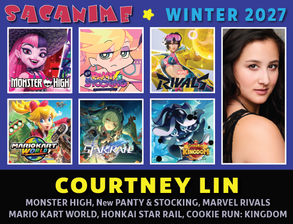 SacAnime's tweet photo. Courtney Lin will be at SacAnime Winter!

@thecourtneylin credits include #MonsterHigh, #ScottPilgrim Takes Off, and #TeenageMutantNinjaTurtles, #Diablo, #FireEmblem Heroes, #MarioKart World, #Pokemon Masters EX, #PantynStocking, #BlackRock Shooter Dawn, #Mashle,  #IrumaKun. https://t.co/gjUOHZppVb