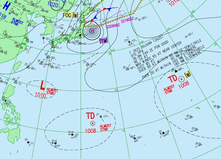 pacific_o's tweet photo. 気象庁22日03時天気図
左（グアム近海の熱帯低気圧、台風26号に成りそうですが…今の所、影響は限定的。
マーシャル諸島にある熱帯低気圧、後々、台風に成りそうですが…すぐには発達しない見込み… https://t.co/ssKrbPElYf