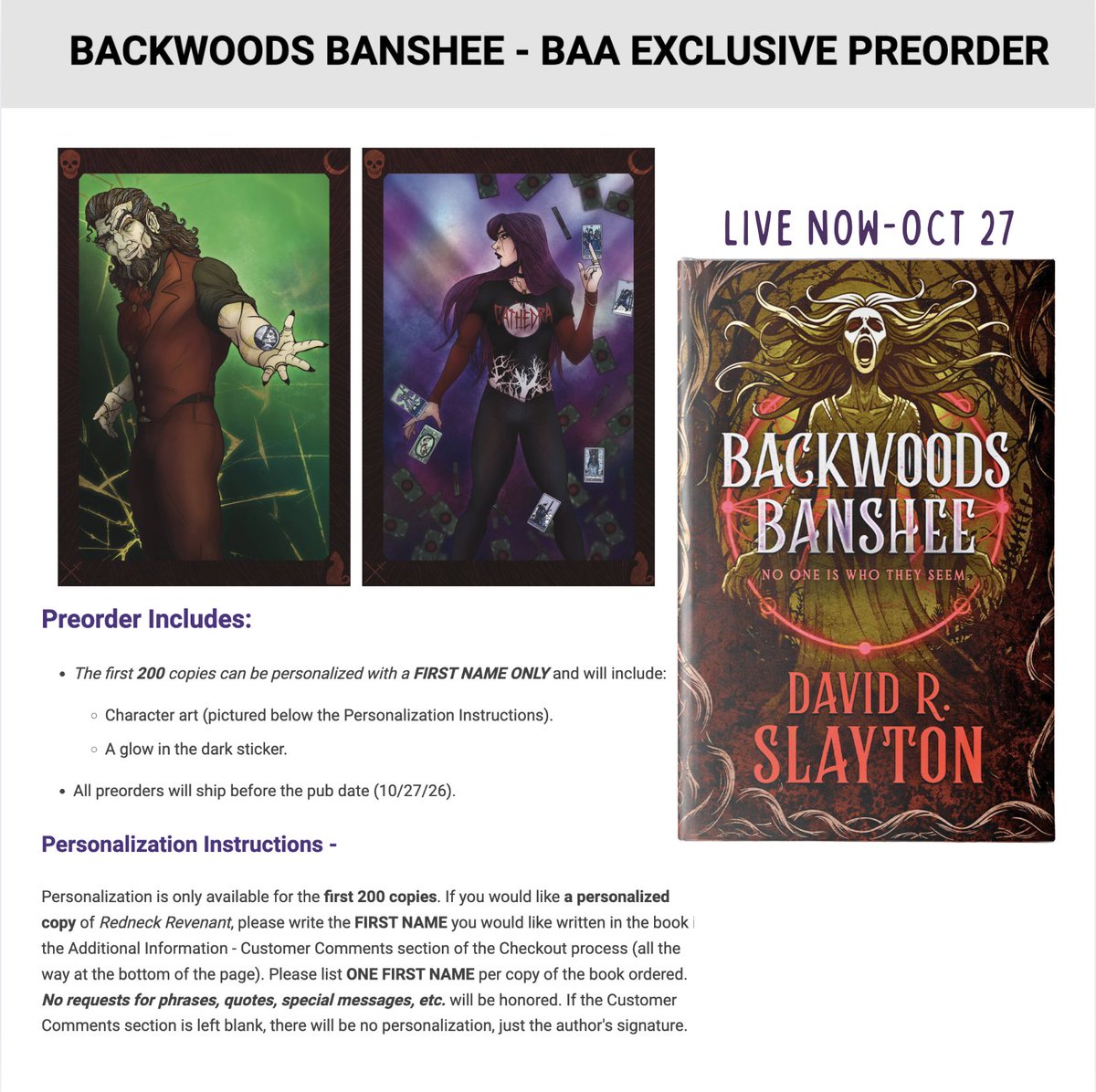 BlackstoneAudio's tweet photo. @drslayton BONUS INCENTIVES!

1️⃣ Preorder #BACKWOODSBANSHEE from Books Are Awesome for indies-exclusive swag: https://t.co/bGGp6Gdy7k

2️⃣ Score 20% when purchasing the full award-winning #AdamBinder collection from @drslayton: https://t.co/5NUtrKwn4o https://t.co/h5B55ymvgf