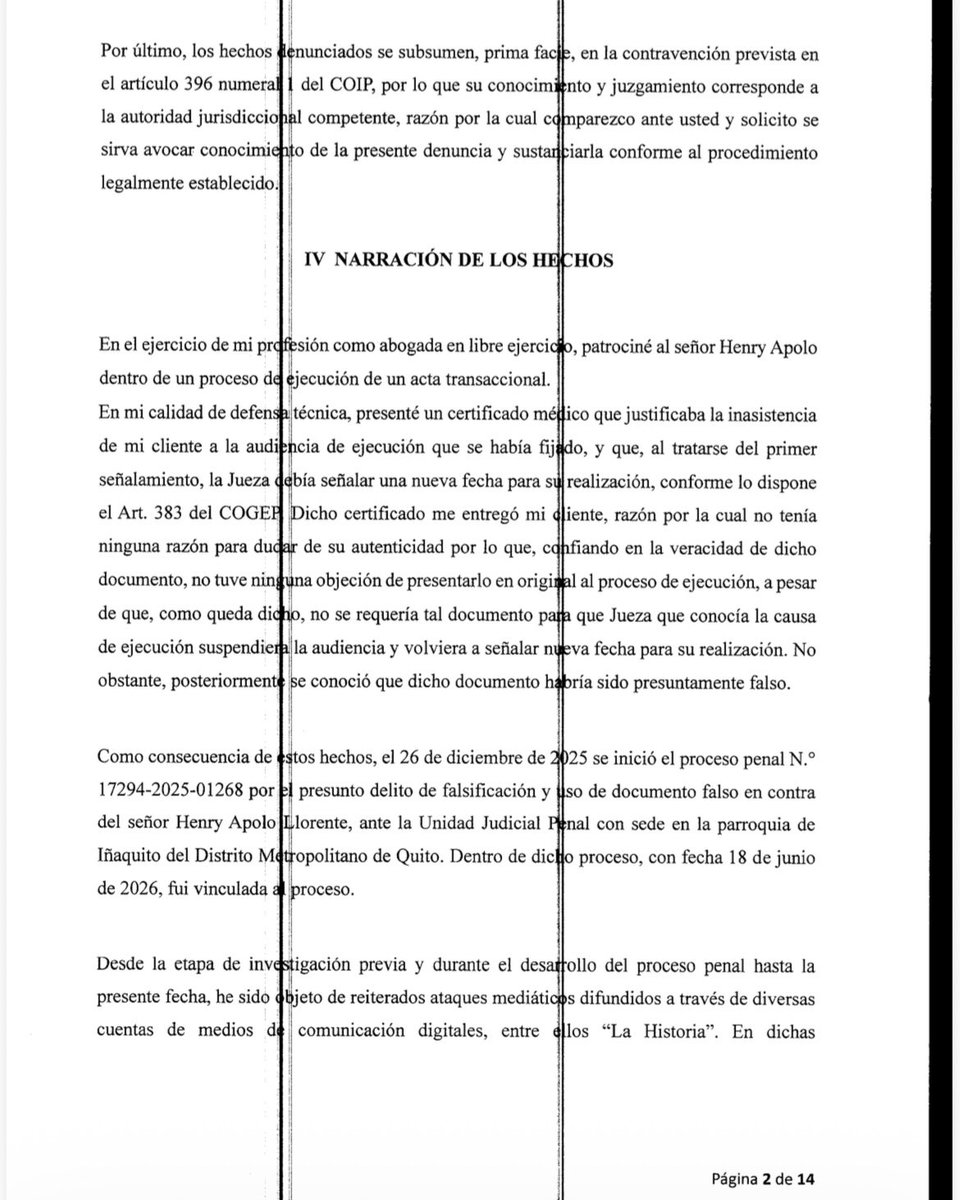 lahistoriaec's tweet photo. Cáiganle con todo el peso de la ley. El director de @lahistoriaec fue denunciado penalmente por haber publicado la noticia de la presentación de un certificado médico trucho para retrasar una causa judicial. El estudio jurídico que busca castigar este trabajo periodístico es del presidente de la Federación de Abogados, Paúl Ocaña.
