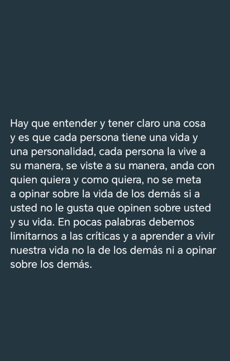 Alios_18's tweet photo. Y yo a todas esas personas que les gusta criticar y vivir la vida ajena solo les digo esto que comenté en mi estado hace unos días 👇🏻 https://t.co/WFfyqoy6df