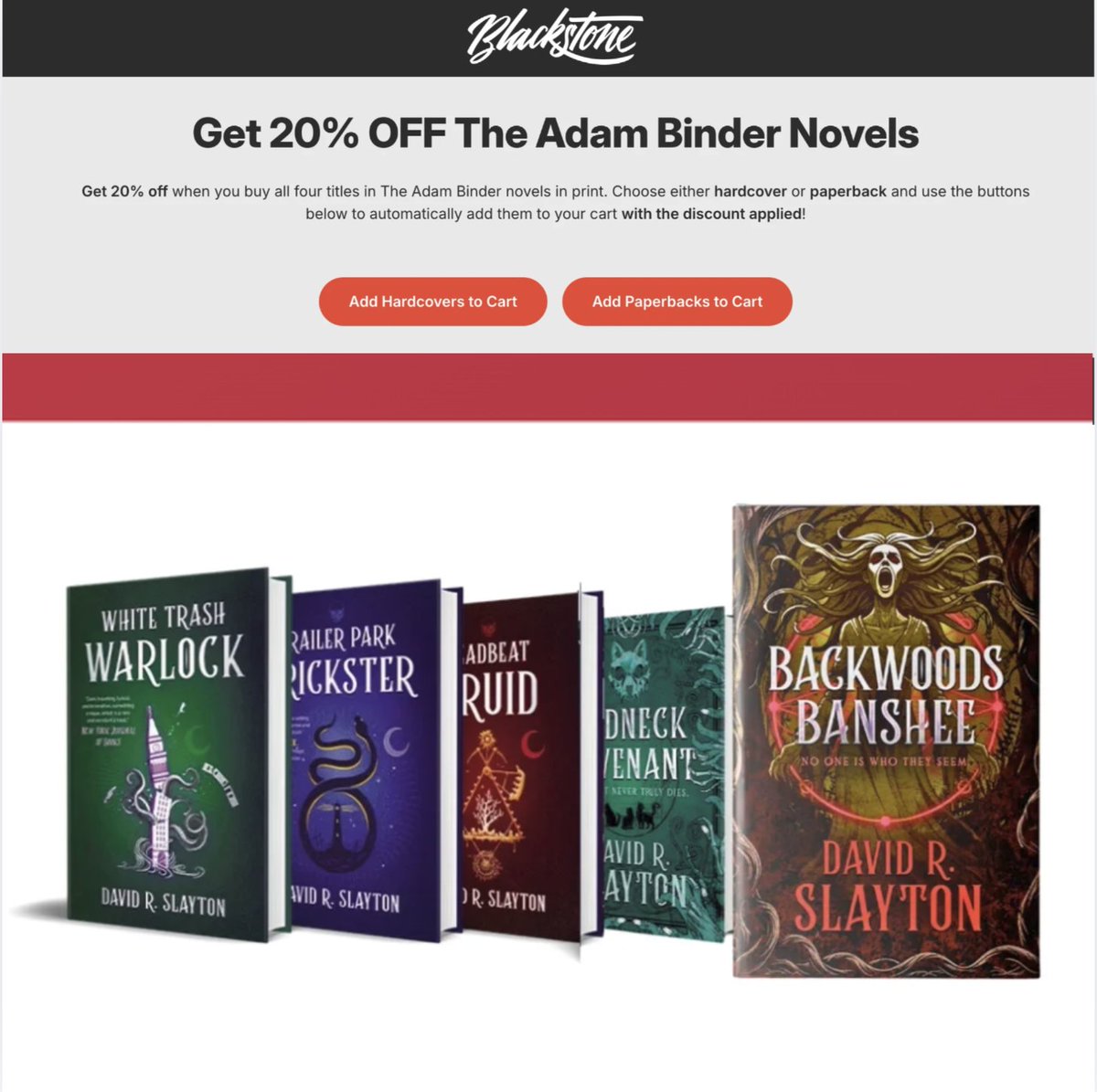 BlackstoneAudio's tweet photo. @drslayton BONUS INCENTIVES!

1️⃣ Preorder #BACKWOODSBANSHEE from Books Are Awesome for indies-exclusive swag: https://t.co/bGGp6Gdy7k

2️⃣ Score 20% when purchasing the full award-winning #AdamBinder collection from @drslayton: https://t.co/5NUtrKwn4o https://t.co/h5B55ymvgf