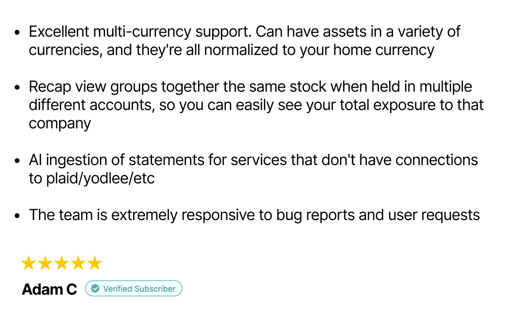 KuberaDotcom's tweet photo. "Kubera has some unique features that are very helpful for me, that others don't do" https://t.co/yt1sTFZQzM https://t.co/5c45rLHOtT