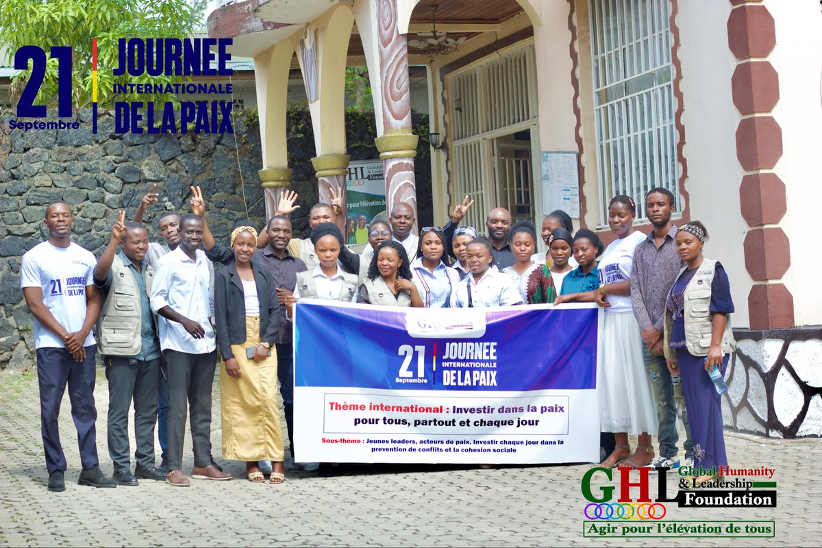 ghlfdrc's tweet photo. JOURNÉE INTERNATIONALE DE LA PAIX 2026
21 Septembre 2026
Engagement continu des filles pour la paix
À l'occasion de la Journée Internationale de la Paix, les jeunes des Clubs de Paix de la GHL Foundation se sont engagés pour la paix.
GHL Foundation -RDC
https://t.co/pTUwkpuwjg https://t.co/yLmTm2lXm4