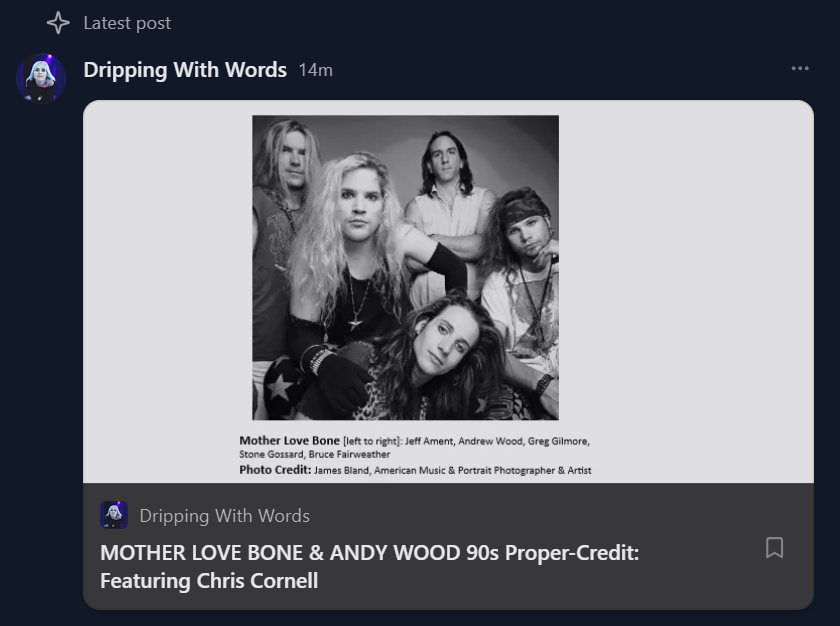 dripping_words's tweet photo. 90s MOTHER LOVE BONE &amp; ANDY WOOD: highlights from Chris Cornell..

NEW POST: i give proper-credit &amp; go deep into it all..

TO READ [no cost] TAP link➡️ https://t.co/B46mXRxmX0
.
#motherlovebone #andywood #chriscornell #music #alternativerock #grungerock #rock #rocknroll #vinyl https://t.co/llBK583gM1