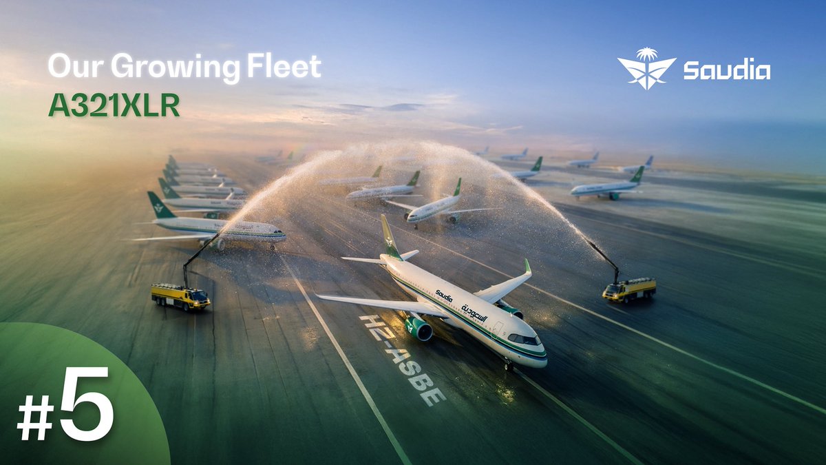 SaudiaGroup's tweet photo. Saudia welcomes its fifth aircraft delivery of 2026, marking another step in the continued growth of its fleet.

Model: A321XLR
Registration: HZ-ASBE

#OurGrowingFleet https://t.co/W7HcibCq1d
