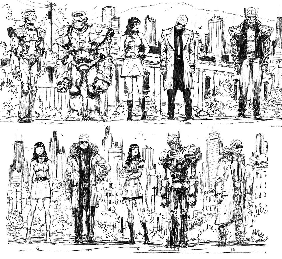 comicskirby's tweet photo. Early concept art/designs for the new Doom Patrol team by Niko Henrichon. https://t.co/8kIeNSyzbd
