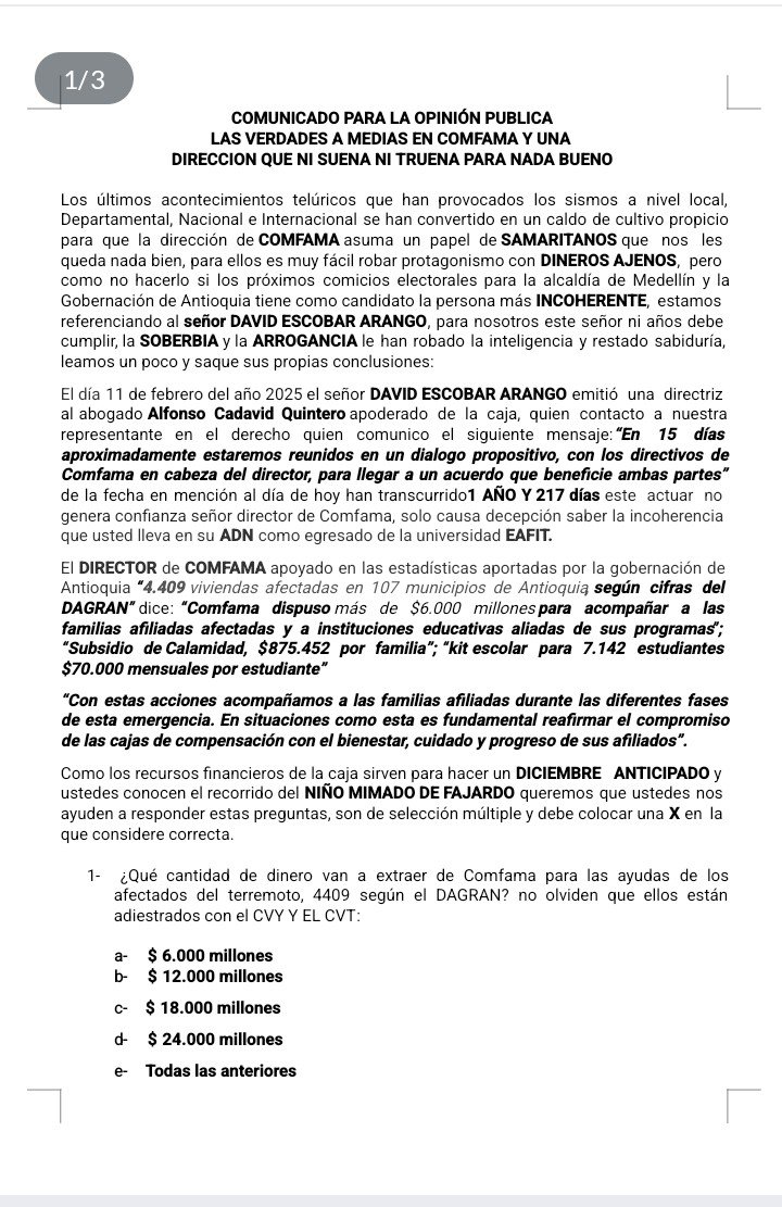 fabianj67966203's tweet photo. DENUNCIAS CONTRA COMFAMA Y SU CONSEJO DIRECTIVO https://t.co/lczDdBAgaZ