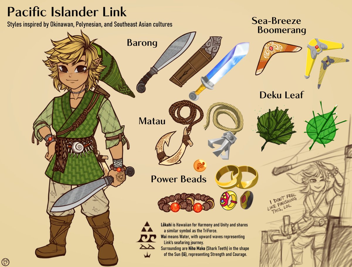 RaiOuArt's tweet photo. Wind Waker Link but with a more "Pacific Islander" inspired style https://t.co/19R6y43VkL