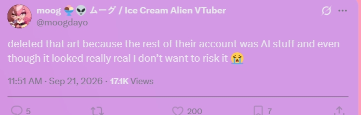 ToastyMosty6969's tweet photo. I felt bad for @moogdayo because the number of comments roasting her for taking a photo however, someone thought of her feelings and decided to surprise her with a fan art. This bitch really told this person "Hey, thanks, but no thanks. You used A.I" 

I thought this was such a disgusting thing to do considering the amount of people roasting her. I decided to comment on it. She didn't like it and blocked me.

her inside matches her outside. FUGLY.