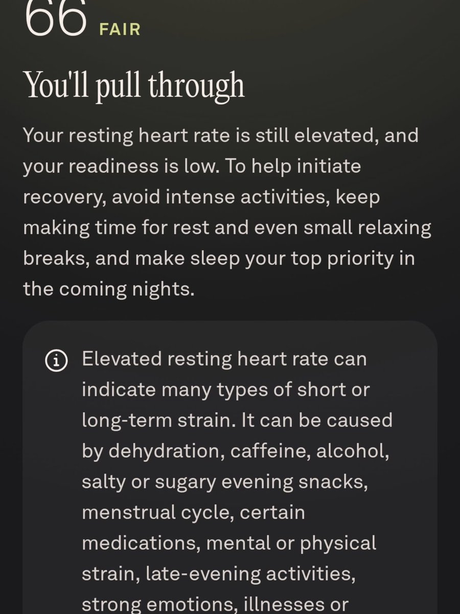 CythiaCrudup's tweet photo. Sleep score: 93 
Resilience: 66 

Looks perfect, right? Not exactly. Good sleep is only one piece. If stress is high, your mind is overloaded, or your body remains in “fight mode, ” you can sleep well and still feel off. Sleep is your foundation. https://t.co/7gO0mUZmuu