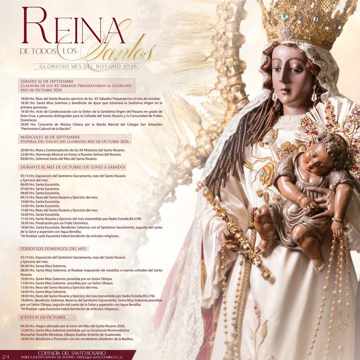 Capirotes_Mad's tweet photo. #VirgenDelRosario | Programa de actividades a realizarse en el Templo de Santo Domingo durante el mes de Octubre dedicado a la Virgen del Rosario.

#capirotesYmadrileñas #ProcesionesGT #MesDelRosario https://t.co/sGc96FC5Hh