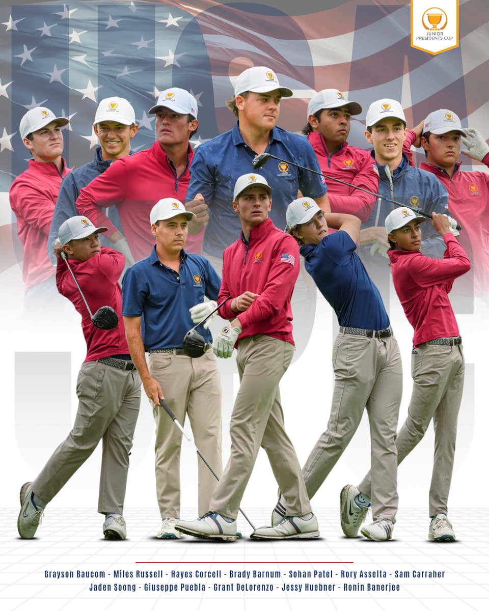AJGAGolf's tweet photo. The Cup stays home 🏆

The United States claims its fifth #JrPresidentsCup with the largest margin of victory in tournament history.

INT - 6.5 | USA - 17.5

@PresidentsCup | @PGATOUR https://t.co/ZRjuKeo74x