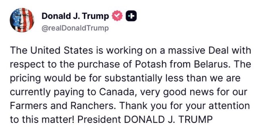 iguardans's tweet photo. Todo normal en en 2026. 
Lo que le compravamos a Canadá, ese país que odiamos por lo incompatible que es con los EEUU, se lo vamos a comprar ahora a…
Bielorrusia.
Y será más barato, así que estamos muy contentos. Y sin necesidad de derrocar a su dictador: barato. https://t.co/BN73fpGemS