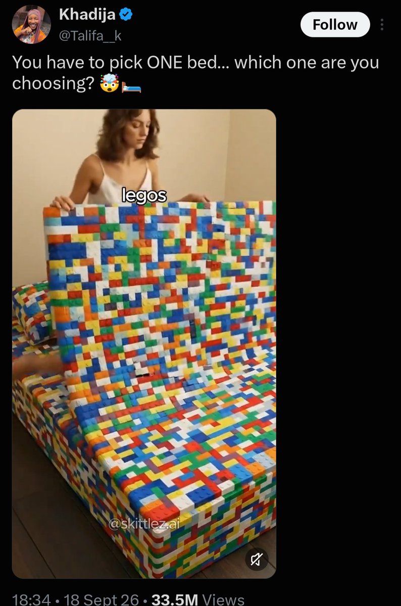 JuoPosts's tweet photo. The bed that, when I lie in it, automatically deletes all these AI slop accounts off the face of the planet, and the slop generation tools they use. https://t.co/a40VvJLp0B