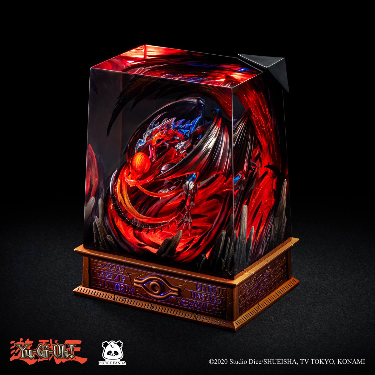 yugioh's tweet photo. Beneath the crimson moon, Red-Eyes Black Dragon rises above volcanic peaks, its wings spread across a landscape illuminated by fire and flowing lava.

The Yu-Gi-Oh! Red-Eyes Black Dragon Diorama Lamp is now officially available for pre-order:

https://t.co/Xi2k1VcMKt https://t.co/VCUzkOZHAS