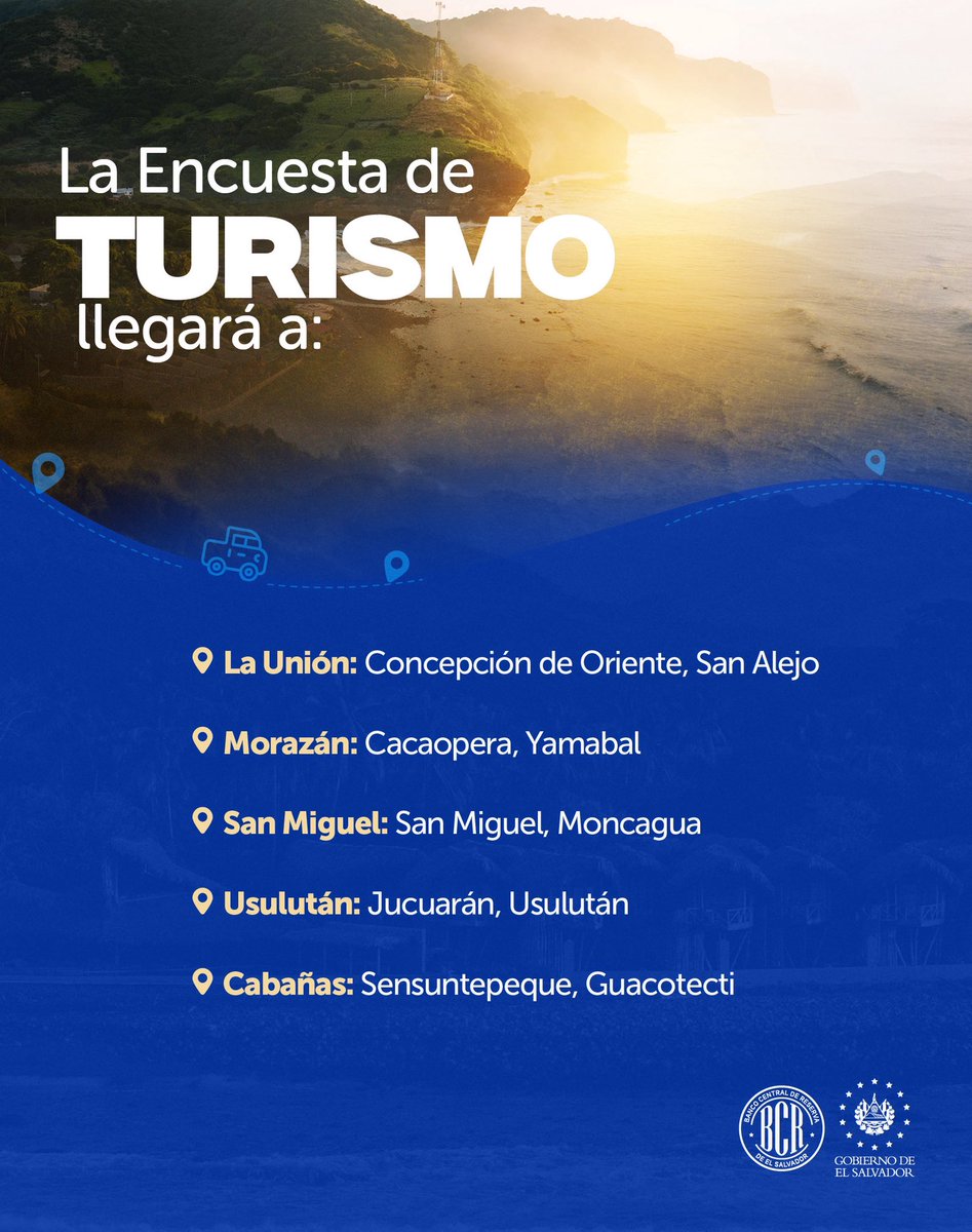 bcr_sv's tweet photo. 📢 Te compartimos la ruta de esta semana por parte de nuestros gestores de información para las encuestas de Precios, Económica, Turismo y Hogares de Propósitos Múltiples. https://t.co/NwKsywsxnf