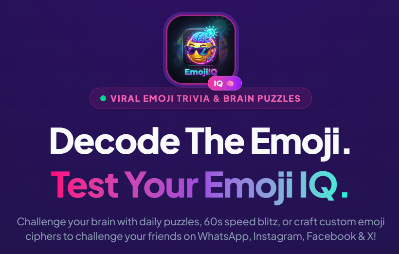 StreamWellness's tweet photo. EmojiIQ – Viral Emoji Trivia &amp; Brain Riddles
EmojiIQ is the ultimate emoji trivia game featuring daily brain riddles, 60-second speed blitz, friend challenges, lucky spins, and global leaderboards.
https://t.co/qgnJj1feAl https://t.co/XIo20rXlqy