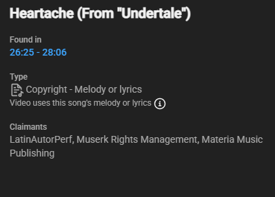 jetpackanthony1's tweet photo. yo @TeamYouTube why are we having people copyrighting me for music im allowed to use in gameplay videos, like not only that its false claims might i add, like LatinAutorPerf isn't even associated with toby fox nor i don't think muserk rights management is either, do something. https://t.co/2yMo7RuiVU
