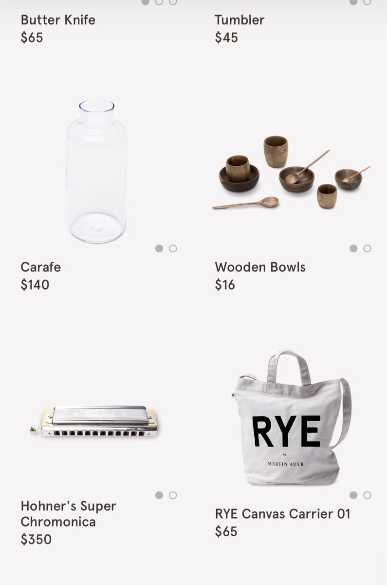 bighugetime's tweet photo. @raqisright I checked out their website, you’re being a bit harsh, they’re not just a bread store they also sell slippers and harmonicas. 

They also have reasonably priced things like a $65 butter knife, and a $140 water carafe. https://t.co/4XRIAYLYbC