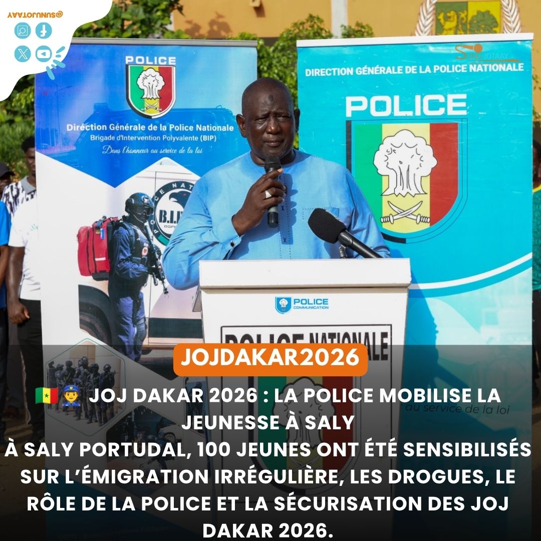 sunujotaay48281's tweet photo. #JOJDakar2026 #SalyPortudal #Sénégal #PoliceNationale #Jeunesse #Sécurité #Prévention #EmigrationIrrégulière #Drogues #Sport #ActualitéSN #News #FYP @followers @alaune @toutlemonde #kebetu #freesenegal #senegalesewedding @jojdakar2026 https://t.co/ZhNMVskaEC
