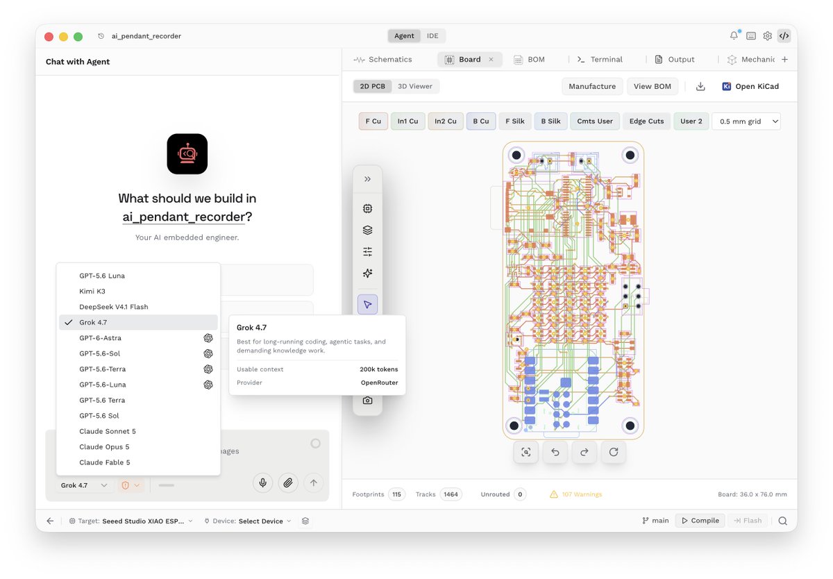 embedrapp's tweet photo. Grok 4.7 is now live on Embedr desktop + web.

It scores 64.0% on EEBench, making it the #2 model for electrical engineering tasks.

Give it a spin 👀 https://t.co/btu6r4Zswb