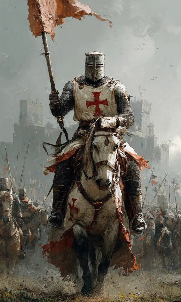 Englishremnant's tweet photo. Christianity is not a pacifist religion.

People love to twist “turn the other cheek” as if Christ was telling His followers to be weak, timid and helpless in the face of evil. He wasn't. Christ was teaching self-control, not cowardice. It was about personal humility, not surrendering your home, your people or your faith to wickedness.

Christianity has never been pacifist. The Old Testament is filled with men of God who fought for righteousness: Joshua, David, Gideon and the Maccabees. The New Testament does not erase that reality. When Paul wrote that rulers “bear not the sword in vain,” he made it clear that force, rightly used, is ordained by God to punish evil and protect the innocent.

The great Church Fathers understood this. Augustine and Aquinas both taught that a just war is not sinful. A Christian can, and sometimes must, fight when justice and the innocent are under attack. That is not bloodlust. It is duty.

Loving your enemy does not mean surrendering to him. It means refusing to hate him even as you stop him. There is a difference between mercy and moral suicide.

Christ Himself was meek before His Father, but never before evil. He rebuked hypocrites, overturned the tables and spoke truth without compromise. The modern idea that Christians should sit quietly and let wickedness prevail is completely foreign to Scripture.

In Revelation, Christ returns not as a pacifist but as a conquering King. His robe is dipped in blood and He rides forth with the armies of heaven. That is not a soft gospel. It is judgment and victory.

Today, many have confused meekness with weakness. Too many churches preach surrender in the name of peace. But peace without righteousness is corruption. Evil does not stop because you smile at it. It stops when men of faith stand firm.

Christianity calls for courage, discipline and the defence of truth. It calls men to be warriors of light, not cowards hiding behind a false peace.

Christians are not called to live quietly beneath the boot of wickedness. We are called to resist evil, stand for what is right and remain faithful to Christ, the Lamb who will return as the Lion. 🏴󠁧󠁢󠁥󠁮󠁧󠁿