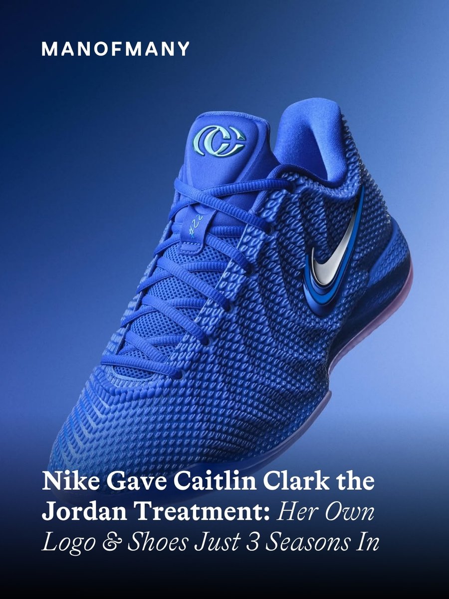 manofmany's tweet photo. Three seasons in and she has her own Nike logo.

Caitlin Clark (@caitlinclark22) and @nike just dropped the Caitlin 1, her first signature shoe with its own mark on the tongue. Signature shoes this early are rare for anyone. The demand for hers has been loud since her rookie year.

Australian release details are still to come. Watch the Nike app.

#CaitlinClark #Caitlin1 #Nike