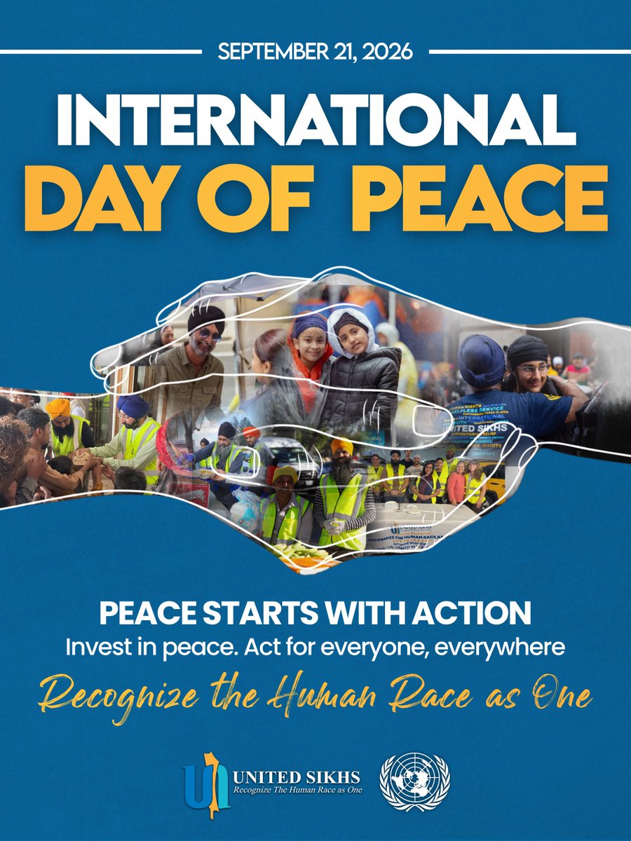 unitedsikhs's tweet photo. This International Day of Peace, we invest in peace by recognizing our shared humanity and building a world where everyone belongs.

#UNITEDSIKHS #UnitedNations #InternationalDayOfPeace #InvestInPeace #RecognizeTheHumanRaceAsOne https://t.co/0awQnvV2ag