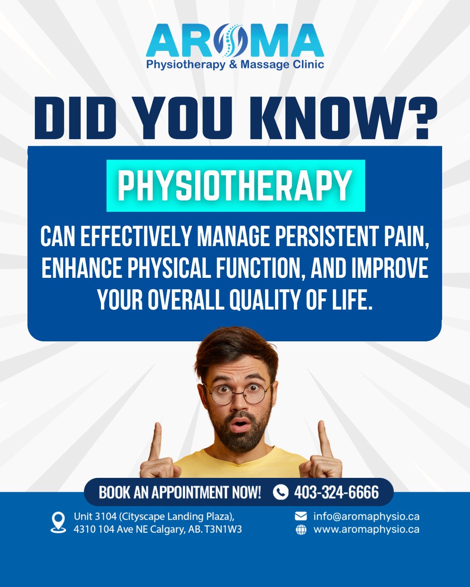 EdisonLantf08's tweet photo. Physiotherapy can manage persistent pain, improve physical function, and enhance quality of life for everyone—not just athletes. From grandparents to weekend warriors, one session at a time, you can feel good in your body again. Call 403-324-6666. https://t.co/OwtFTTAZD6
