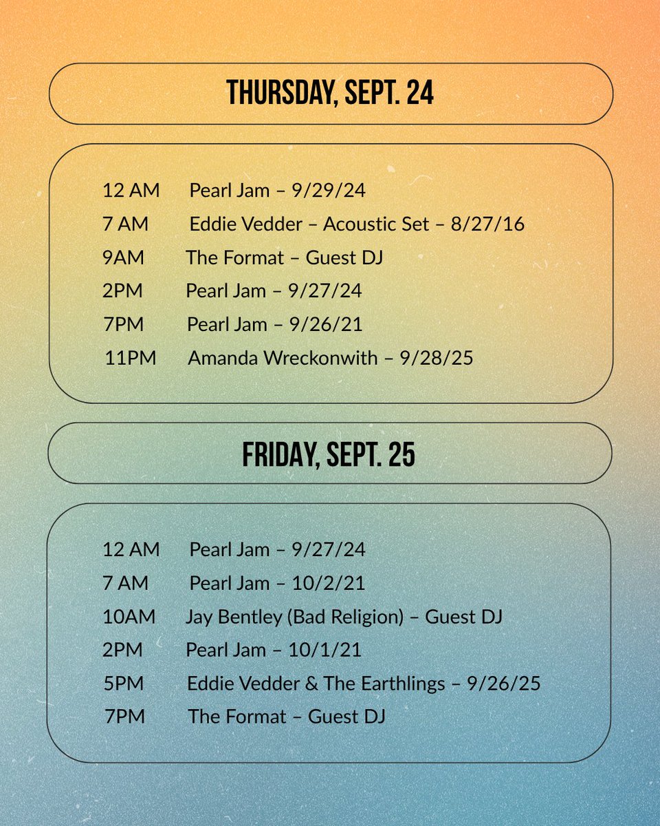 PearlJam's tweet photo. Ohana, on air 🌴 

All week long, @SIRIUSXM’s Pearl Jam Radio is serving up music from this year’s @TheOhanaFest lineup! Tune into archival sets, plus guest DJ sessions with @theformat and Jay Bentley of @badreligion. Catch it all at https://t.co/UdnhnGaZ89 

📸: Geoff Whitman https://t.co/TI25XOK0un