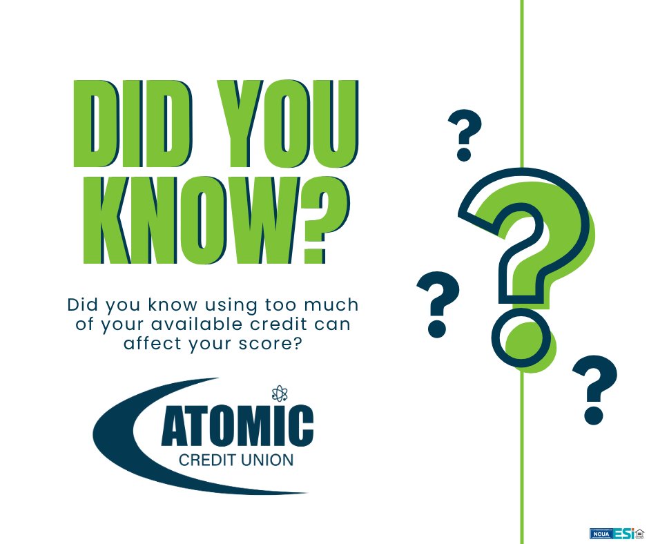 Atomic_CU's tweet photo. 💳 Did you know using too much of your available credit can affect your score?

Your score may reflect how much credit you’re using, not just your payment history. Keeping balances lower and making on-time payments can help build healthy habits. 📈

#ACU4U https://t.co/P7d6ZZhtiC