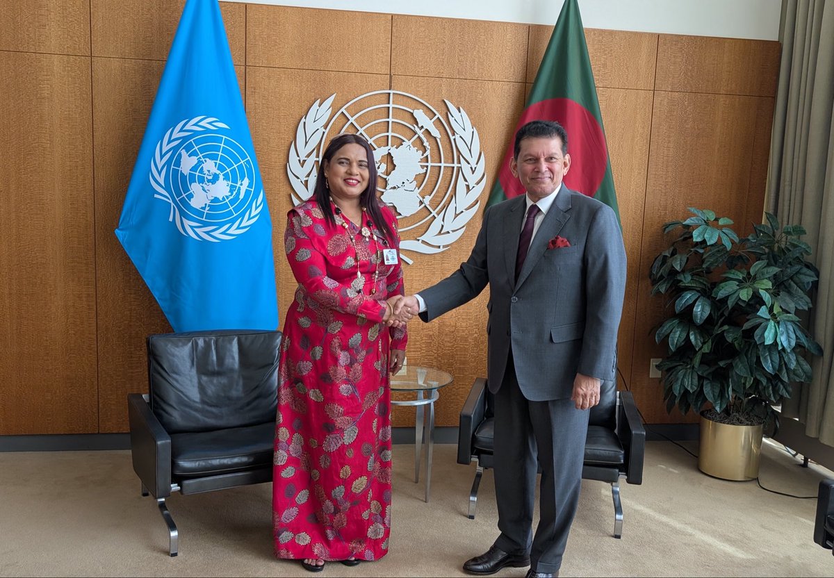 MVPMNY's tweet photo. FM H.E. @IruthishamAdam met with the @UN_PGA H.E. Khalilur Rahman. 

Minister reaffirmed the Maldives support towards a UN that delivers for all and a UN that is #FitForFuture

#MDVatUNGA81 https://t.co/3kTD3Qm7uk