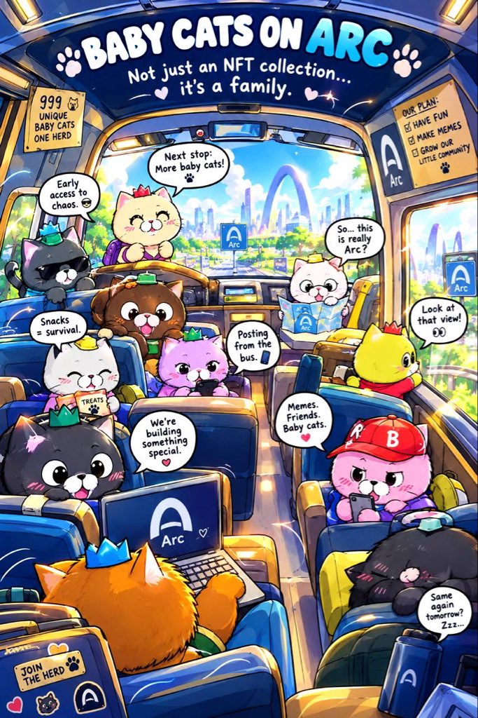 mofweb3space001's tweet photo. My memes entry!! 

999 baby cats, one new home, absolutely zero chill 😂🐱

somehow this turned into a whole community meeting, a road trip and total chaos 😭🐾

Check this out chads @YildizP67 @Xiang1upb 

@Baby_Cats_On #BabyCatsOnARC #NFT https://t.co/fs2O5QNT9I