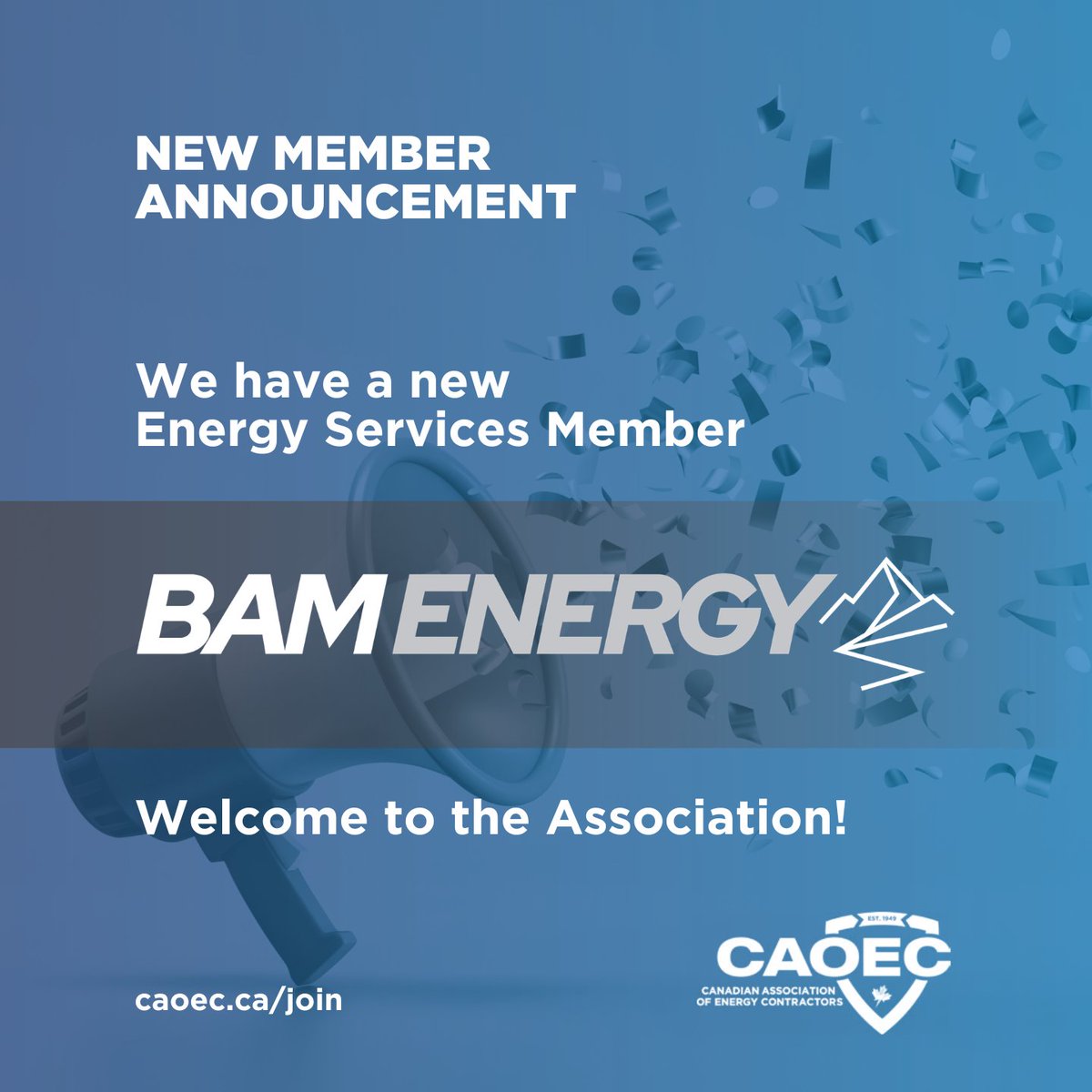 theCAOEC's tweet photo. This #MemberMonday we'd like to welcome another new Energy Services Member: BAM Energy Inc.!

Founded in 2022, BAM Energy is a locally owned and operated, full-service project management engineering wellsite supervision company that brings an inclusive approach to every project. https://t.co/UCeDpXe1bc