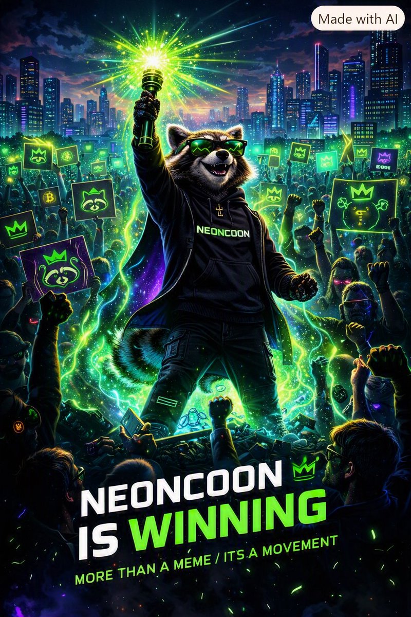 cosmiccoon10304's tweet photo. Neon Coon is winning.
This isn’t luck — it’s discipline, vision, and community.
We’re not waiting for permission.
We’re taking back what was ours.
More than a meme.
It’s a movement.
It’s Neon Coon.
#Neoncoon
#Glowlegion
#Neoncoonuniverse https://t.co/nSk1NixXmO