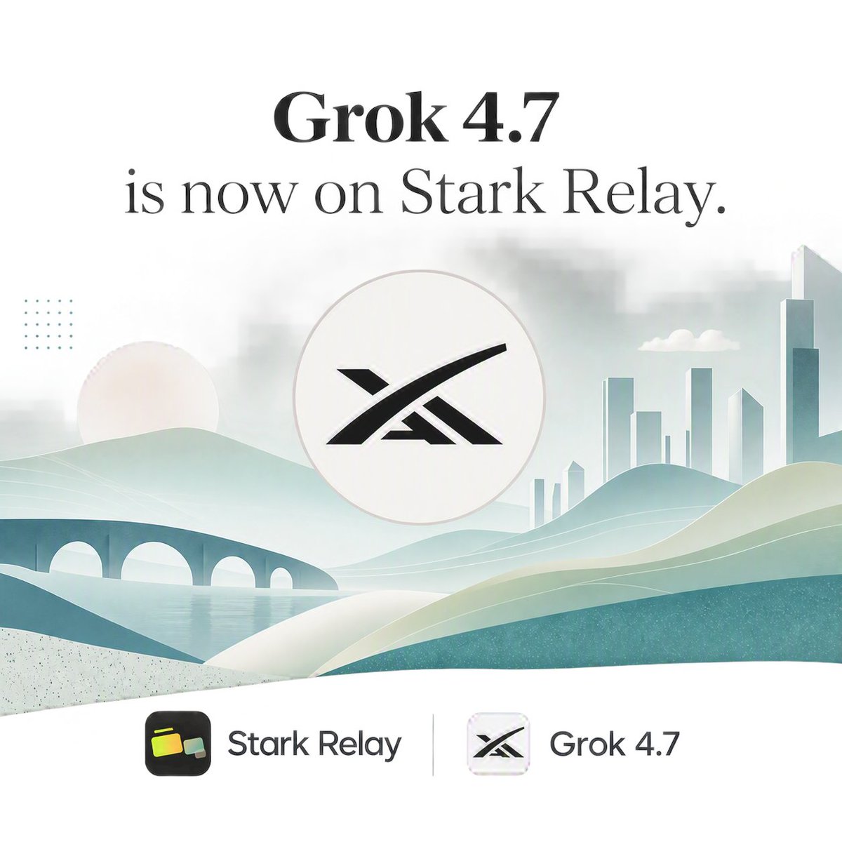 StarkRelayHQ's tweet photo. grok-4.7 is now live on Stark Relay. ⚡️

Available now through one API key.

🎁New users get $20 free credits: https://t.co/Hj2bqMHIvY

@Starknet
@StarknetFndn
@StarknetEco

#starknet https://t.co/kjBpbtvSyO