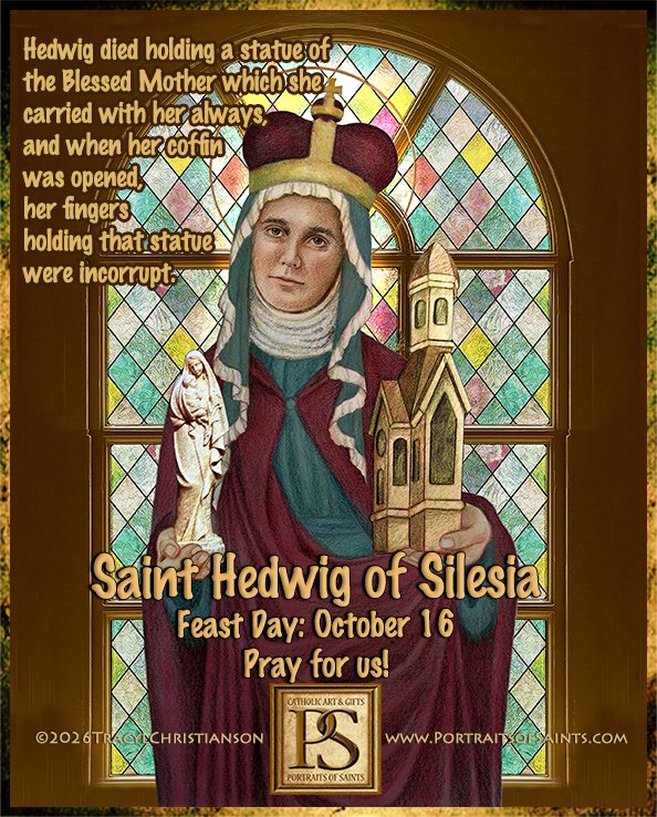 SaintPortraits's tweet photo. St. Hedwig of Silesia, pray for us. Her radical generosity &amp; piety, laid the foundation of hospitals and monasteries in Poland. https://t.co/BY0v0D6aPV https://t.co/ni2rtkXR9P