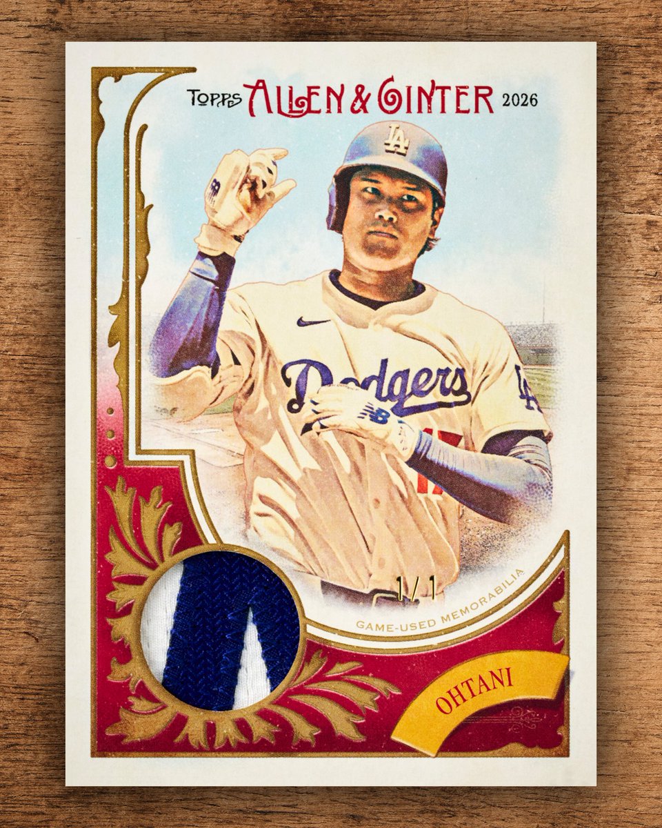 Topps's tweet photo. FIRST LOOK: Game-used relic cards in 2026 Allen &amp; Ginter Baseball https://t.co/ri2hRLmj5B