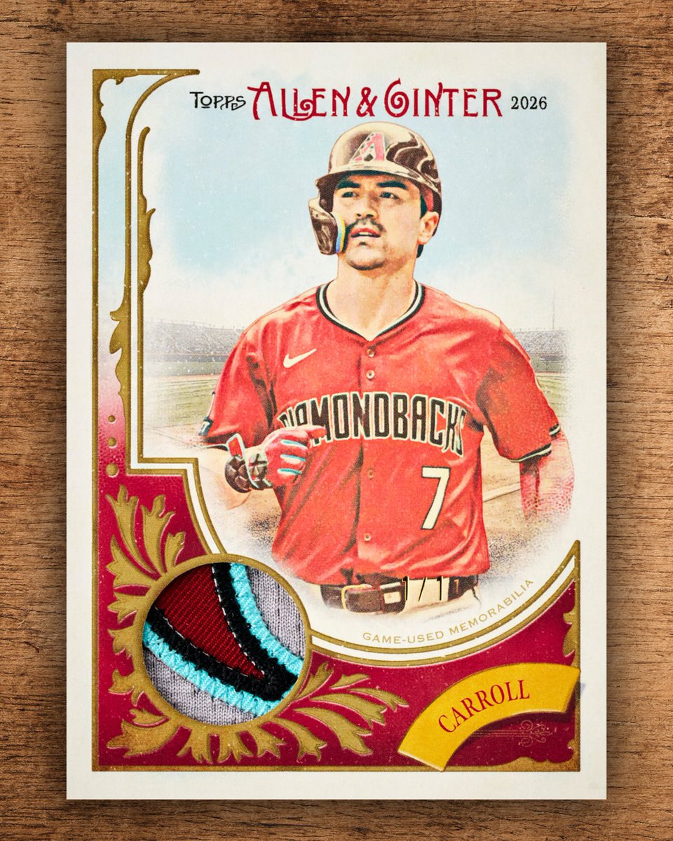 Topps's tweet photo. FIRST LOOK: Game-used relic cards in 2026 Allen &amp; Ginter Baseball https://t.co/ri2hRLmj5B