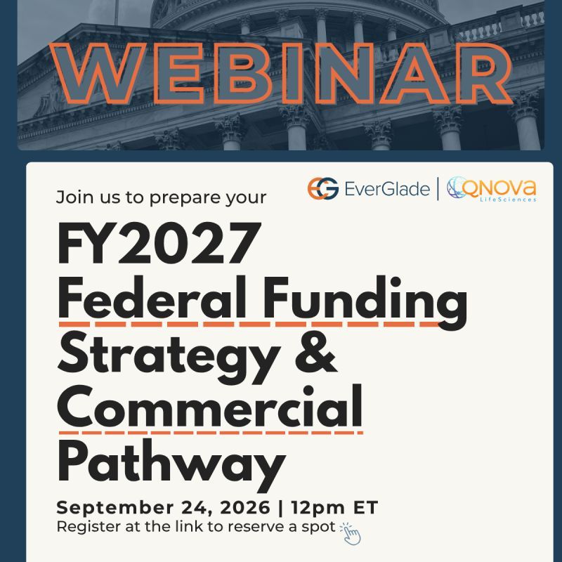 SynBioBeta's tweet photo. FY2027 starts October 1. If federal funding is part of your plan, @EverGlade and QNova LifeSciences are running a webinar Wednesday on what the landscape looks like.

Agency priorities across DoD, HHS, and DOE, how to prep at each phase from proposal through post-award, and where regulatory and commercialization strategy fit in.

Sept 24, 12pm ET
 https://t.co/wKWe6Nkj3o
