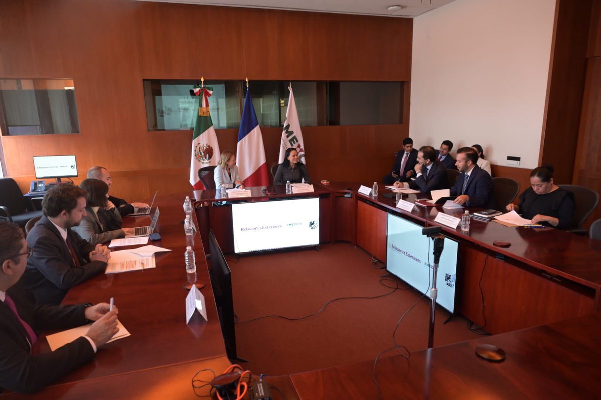 AlejandraDMV's tweet photo. Me reuní con la Embajadora de Francia en México, Delphine Borione, para conversar sobre nuestra agenda de cooperación y las oportunidades de colaboración en ciencia, educación e intercambio de conocimiento.

México y Francia comparten una relación de confianza y una visión de largo plazo.