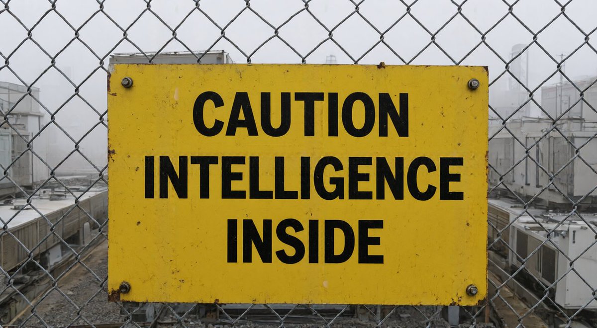 Caution intelligence inside sign