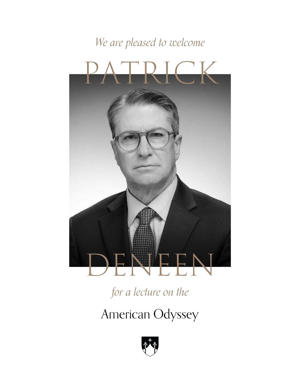 RalstonCollege's tweet photo. JOIN US | for a public lecture with Patrick Deneen, Professor of Political Science at the University of Notre Dame and author of 'American Odyssey', exploring one of the oldest works of Western literature—and its enduring themes of home and departure, ambition and temptation, vengeance and mercy.

Thursday, October 29 | 5 PM

Cranmer Hall | 27 West Charlton Street, Savannah

Free and open to the public. RSVP here: https://t.co/VvS1k0aPhV.