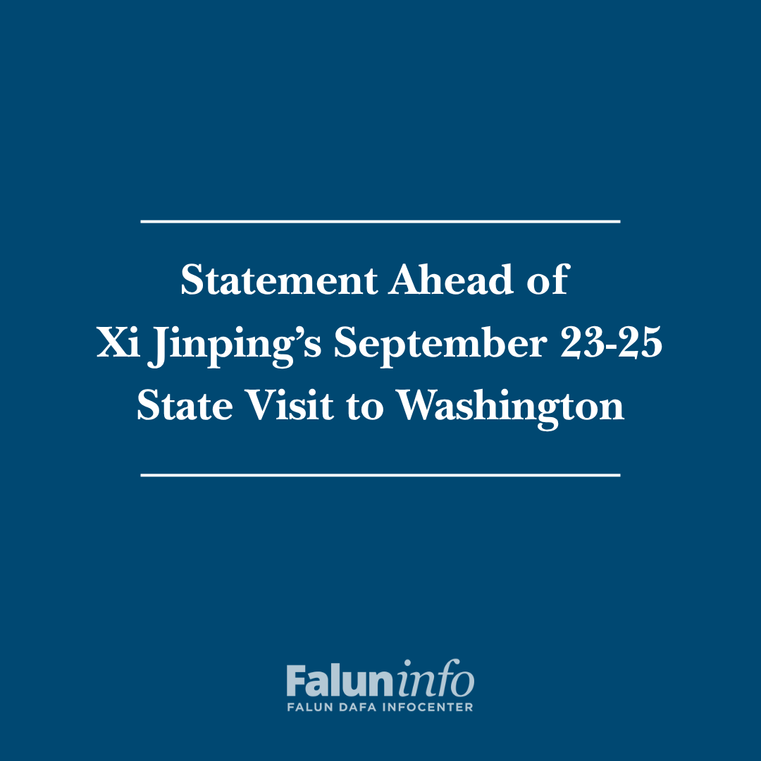 FalunInfoCtr's tweet photo. Ahead of Xi Jinping’s September 23-25 State Visit to Washington, we respectfully urge President Trump to raise two concerns regarding Falun Gong: 

1. Stop the Chinese Communist Party’s transnational repression of Falun Gong inside the United States.

2. Free imprisoned practitioners with U.S. relatives and let them reunite with their loved ones.

Fulls statement: https://t.co/p4vYlIxbLf