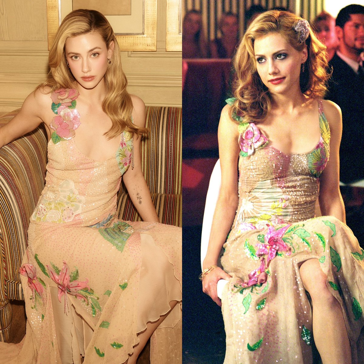 FilmUpdates's tweet photo. Lili Reinhart pays homage to Brittany Murphy in ‘Uptown Girls’ during the press tour for ‘THE LOVE HYPOTHESIS.’ https://t.co/CFCBAH8Brh
