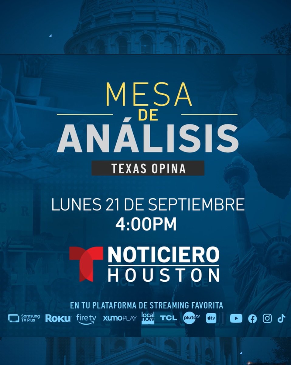 TelemundoHou's tweet photo. En un programa especial, analizamos los resultados de una encuesta exclusiva de Telemundo. ¿Quiénes serán el nuevo gobernador y senador federal? @CrystalKTMD presenta: Mesa de Análisis Texas Opina HOY a las 4p por #TelemundoHouston y nuestras plataformas digitales. #Decision2026 https://t.co/2ofGeFllSN